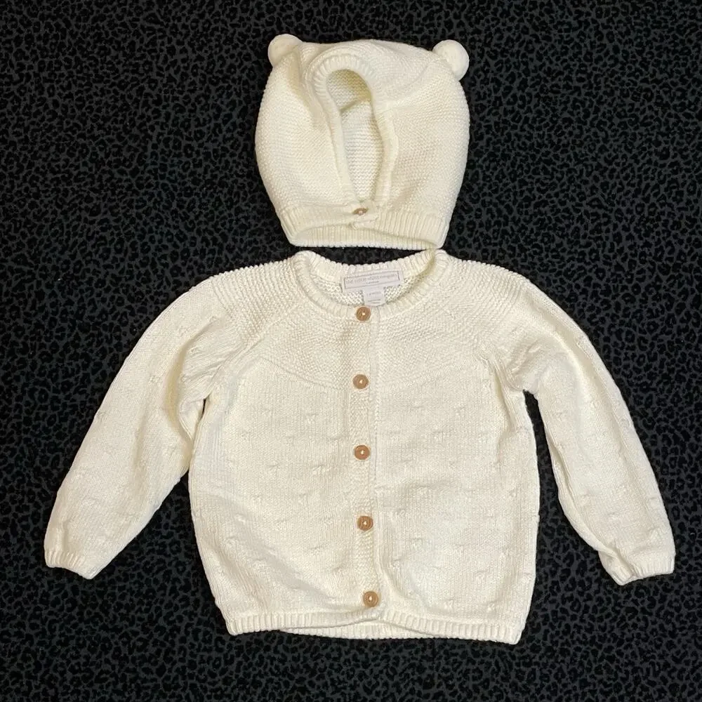 The Little White Company London Baby Sweater Hat Organic Cotton 3-6M Gift